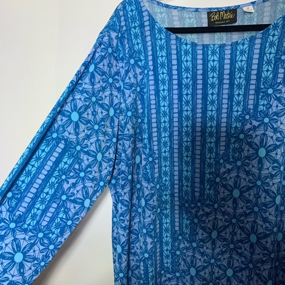 Bob Mackie Blue Graphic Relaxed Blouse – Stylish Vintage-Inspired Women’s Top 1X - Picture 3 of 10
